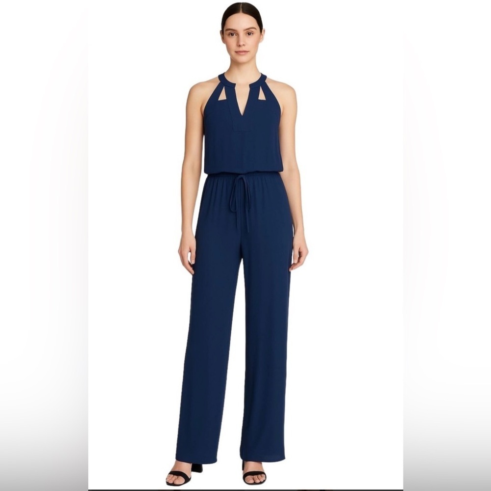 BCBGMAXAZRIA DARK INK CALHOUN SLEEVELESS JUMPSUIT XS- read description